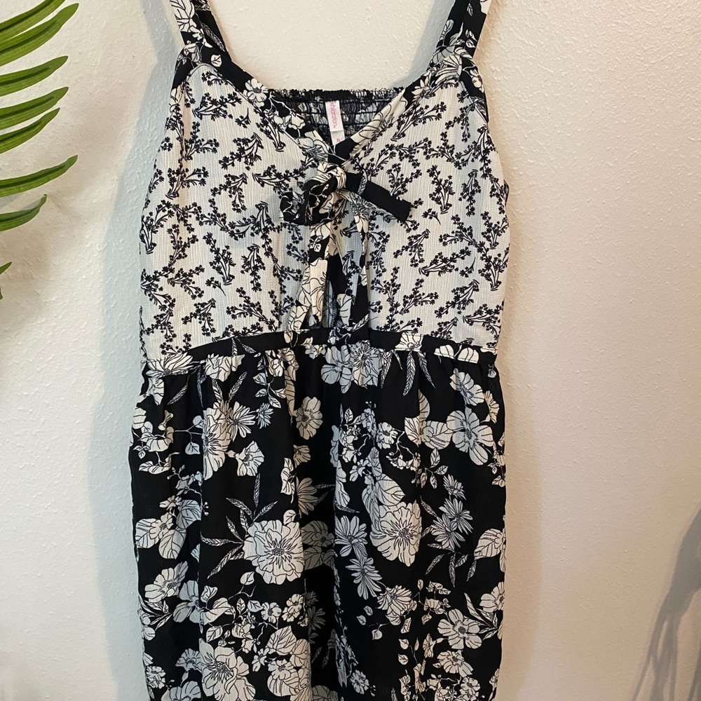 Floral Black and White Dress